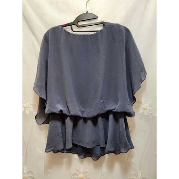 J.R. Nites By Carol Lin Womens 14 Gray Blouson Bead Embellished Flowy Romantic - Picture 14 of 16